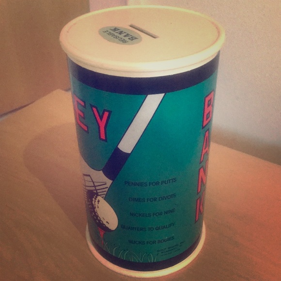 Tall Cylinder Money Jar Vintage Piggy Bank Reusable Golf Bogey Bank with lid - Picture 2 of 3